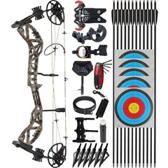 Compound Bow 30-70lbs Adjustable 310fps Archery Hunting Carbon Arrows Shooting