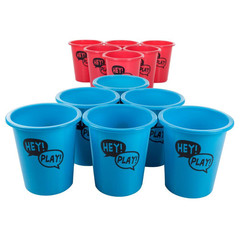 Giant Red and Blue Yard Pong Game for Whole Family with 12 Buckets, 2 Balls and