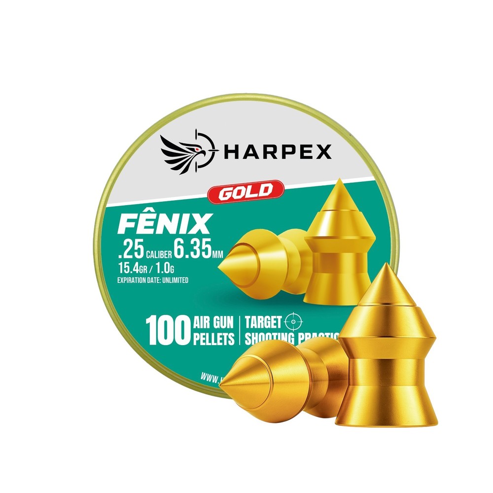 Harpex Fenix Gold .25 (6.35mm) Cal Airgun pellets – Lead Pointed high precision