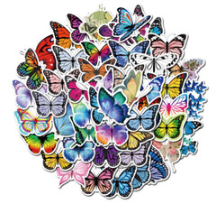 Butterfly Sticker Bomb Pack, Butterflies PVC Vinyl Decal Scrapbook, Laptop 50pcs