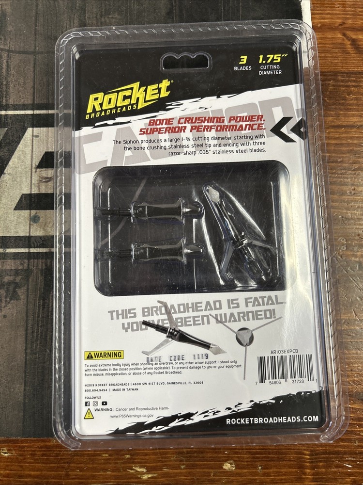 Rocket 3 Blade 1.75” Cutting Diameter 100 Grain Broadheads