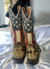Dan Post Men’s Western Cowboy Boots US Flag Stars & Stripes US Size 10 Vintage