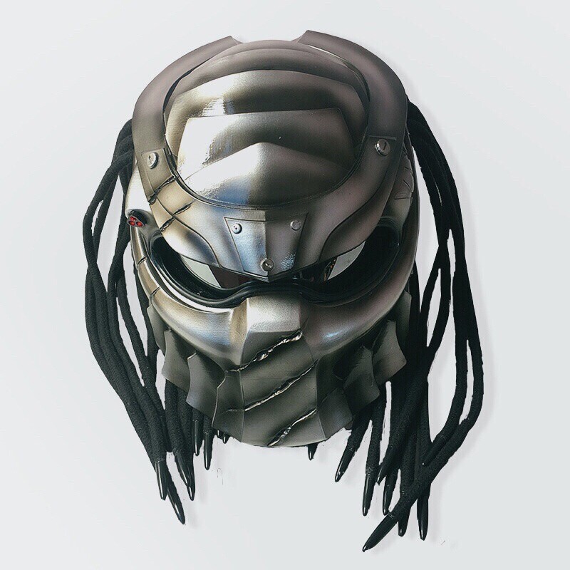Hand-painted Predator FRP Motorcycle Helmet Full Face Mask Laser Light Cool Gift
