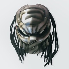 Hand-painted Predator FRP Motorcycle Helmet Full Face Mask Laser Light Cool Gift
