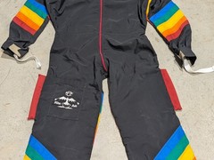 Vintage Flite Suit Skydiving Jumpsuit Rainbow Stripes Black (US)