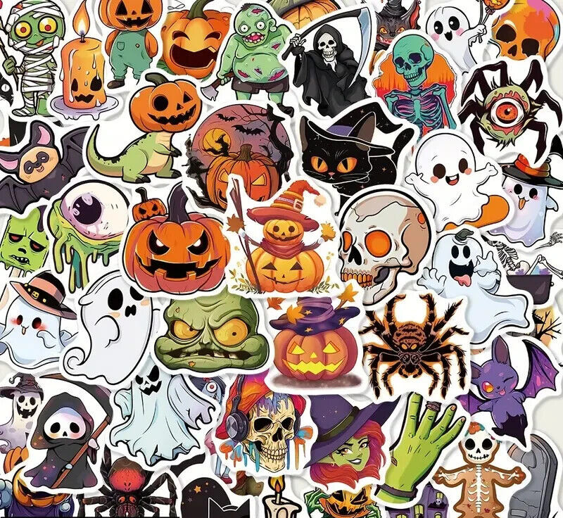 50 Pack of Cool Halloween Stickers for Laptop/Water Bottle/Phone Case/Tablet