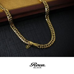 Roen BLACK Gold Double Kihei Chain Necklace 5.5mm 50cm Stainless