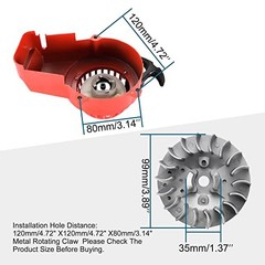 Alloy Pull Start Recoil Starter with Flywheel Replacement for 2 Stroke Red