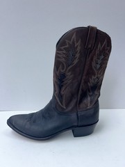 Vintage Dan Post Boar Leather Western Cowboy Boots Brown/Black US Men 13