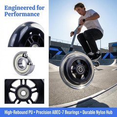 Scooter Wheels – Quality Pair of 2pcs 100mm Stunt Scooter Wheels for Smooth Ride