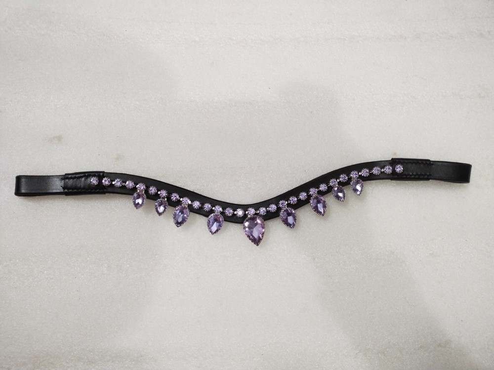 Antique Light Purple Crystal Leather Bridle Browband All Size & Color Available