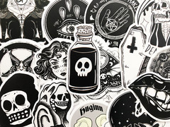 50 Cool Black and White Goth Laptop Stickers Dark Skull Tattoo Decals