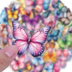 30Pcs Random Colorful Transparent PET Butterfly Nature Decal Waterproof Stickers