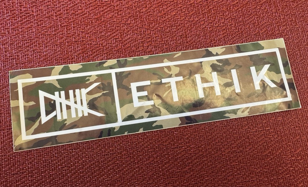 ETHIK Skateboard Glossy Promo Sticker Surfing Surf Skating CLOTHING GEAR CAMO
