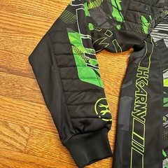 HK Army HSTL Paintball Jersey Mens Small Black Lime Green Padded Sport Graphic
