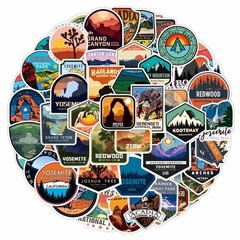US National Park Sticker Pack Set 50 pcs Adventure Nature Outdoors Hiking Skiing