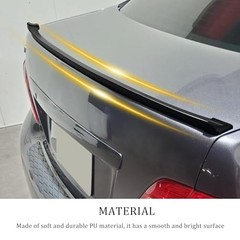 Car Rear Spoiler Roof Lip Kit, Carbon Fiber 3D Rubber Trunk Glossy Black