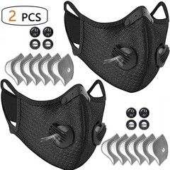 2-Pair Carbon Filter Face Masks with Valves – Reusable for Sports & Outdoors