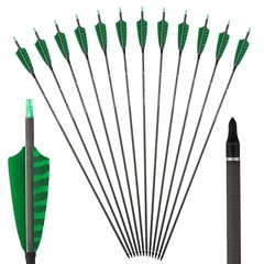 Archery Carbon Arrows Spine400 with Feather Set for Recurve/Compound Bow Hunting