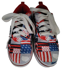 HEELYS Kids Unisex Size 13 USA VGC Red White Blue American Theme Roller Shoes