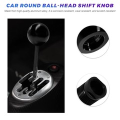 Car Round Ball Gear Shift Knob, Aluminum Alloy Vehicle Ball Shape Shifter Black