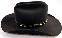 ⚫ Western Style Eddy Bros Cowboy Hat 100% Wool Felt Black Leather Band 6 3/4″
