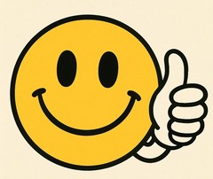 Sticker Happy Face Yellow thumbs up ok win vinyl laminated glossy patriotic USA