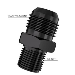 10AN Male Flare to 3/8″ NPT Black Aluminium Straight Fitting STL-10AN-3/8NPT-0
