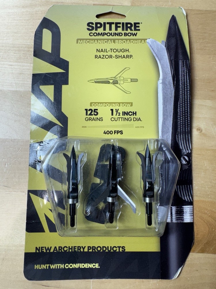 NAP SPITFIRE 3 Blade 125 Grain Broadheads 3 Pack New Archery Products 60-245 NEW
