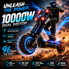 GleeRide A7 Max 10000W Dual Motor Electric Scooter 72V50A Off Road E-Scooter..