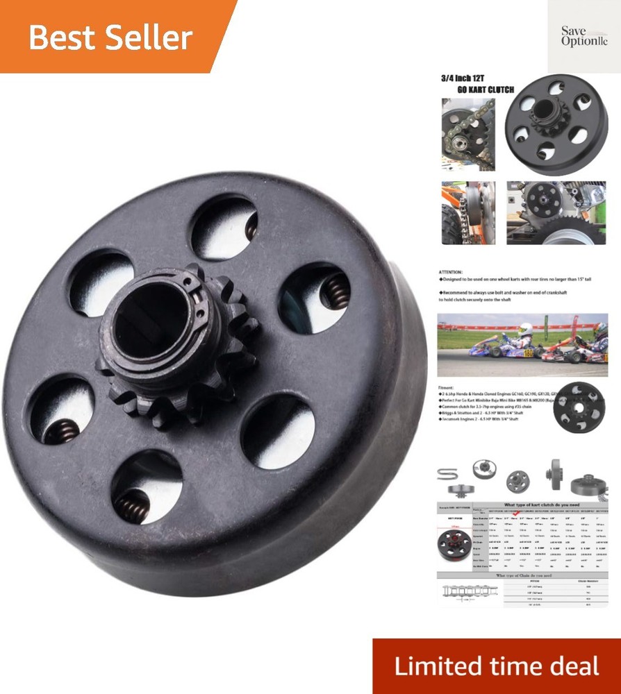 Centrifugal Clutch 3/4″ Bore Chain 12T for GO Kart Mini Bike Engine 3/4 Bar