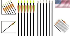 28″ Fiberglass Target Arrows – 12 Black Arrows