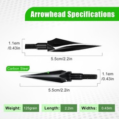 Traditional Broadheads 18Pcs 125 Grain ，Hunting Points Screw-in Arrowheads Su…