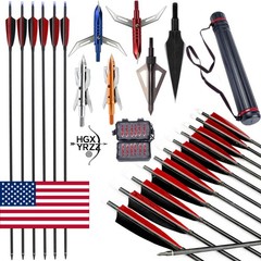 30″ Archery Carbon Arrows Turkey Feather Compound Recurve Bow Arrowhead Quiver