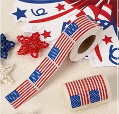 30Pcs American Flag USA Patriotic Adhesive Label 2 x 1.22 Inch Stickers Decal
