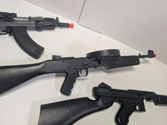 Lot 3 Used Airsoft Blaster BB SMG Pulse R15 Drum Mag Battery Black Orange Tip