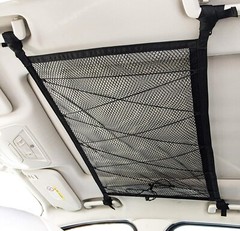 Car Ceiling Cargo Net Pocket,31″x21″ Adjustable Double-Layer Mesh SUV Roof