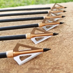 12pcs Hunting Broadheads 100 Grain 3-Blade Arrowheads & Case for Target Shooting
