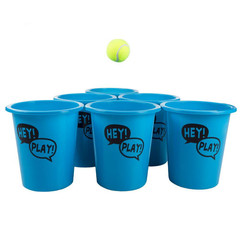 Giant Red and Blue Yard Pong Game for Whole Family with 12 Buckets, 2 Balls and