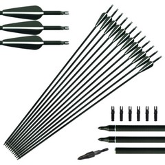 6/12/24pc 31 Inch Mixed Carbon Arrows Target +6 Red Lighted Nocks 7.62mm Hunting