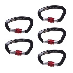 5Pcs Black 25KN D Shape Duty Screwgate Locking Carabiner For Climbing Caving eq