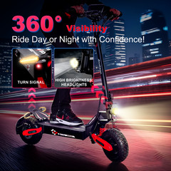 1200W Electric Scooter Adults 30MPH 11″ Off-Road Foldable Fast E-Scooter Sport