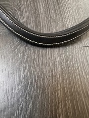 Montar Full Size Black Leather Snap-On Browband White Stitching