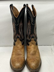 Tony Lama Men’s Western Cowboy Boots Tan Leather Black Stitching US 9 5184