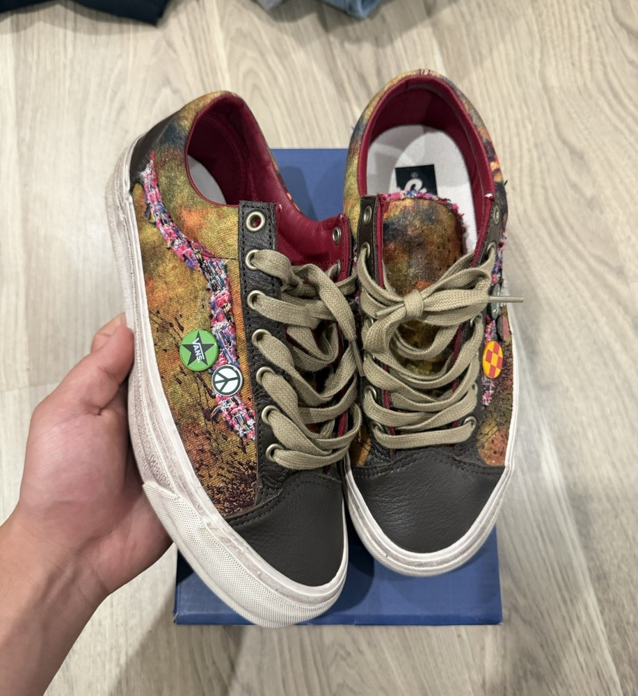 Chanel Vans Skateboarding Low-Top Lace-Up Skate Shoes Brown Multicolor