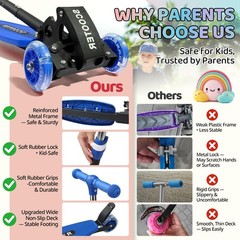 Hangmaicome Kick Scooter For Kids Ages 3-12 Stable Three Wheeledlight-Up Wheels