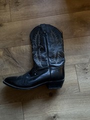 Tony Lama Black Leather Western Equestrian Cowboy Boots