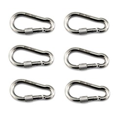 6Pcs 1/4″ Heavy Duty Locking Carabiner Clips Stainless Steel Outdoor Marine