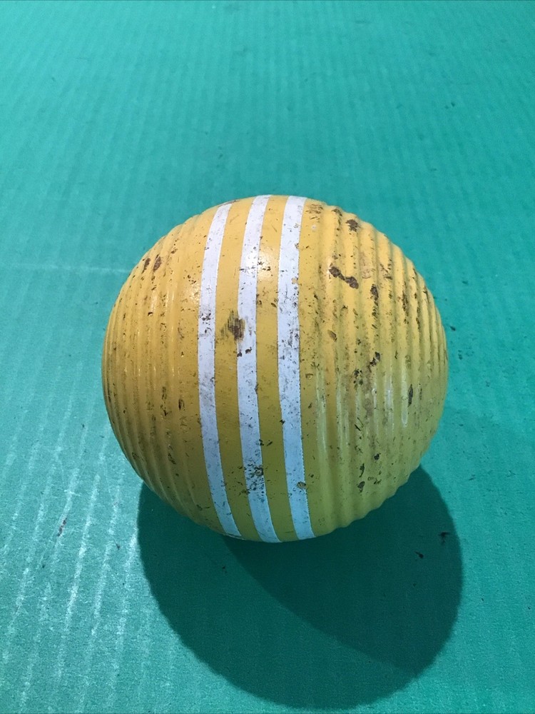 VINTAGE Yellow 3-STRIPE RIBBED 3.25″ CROQUET BALL REPLACEMENT Forster Large Size