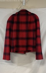 Talbots Red Black Plaid Wool Alpaca Double Breasted Peacoat Jacket 16 NWT